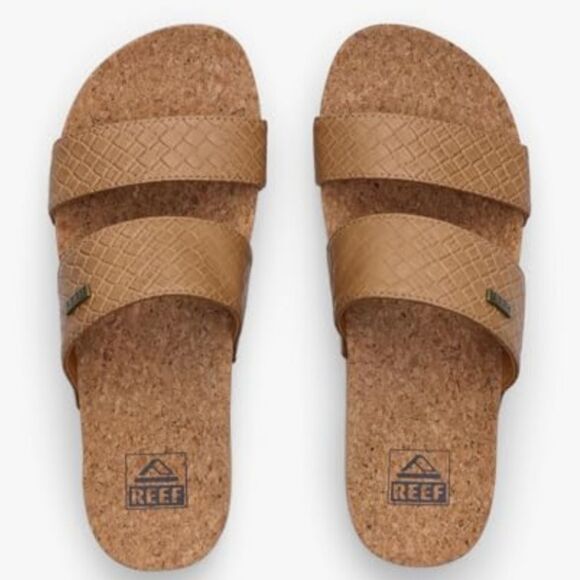 Reef Cushion Vista Hi Slide Sandals- Tan Wicker - Picture 5 of 14